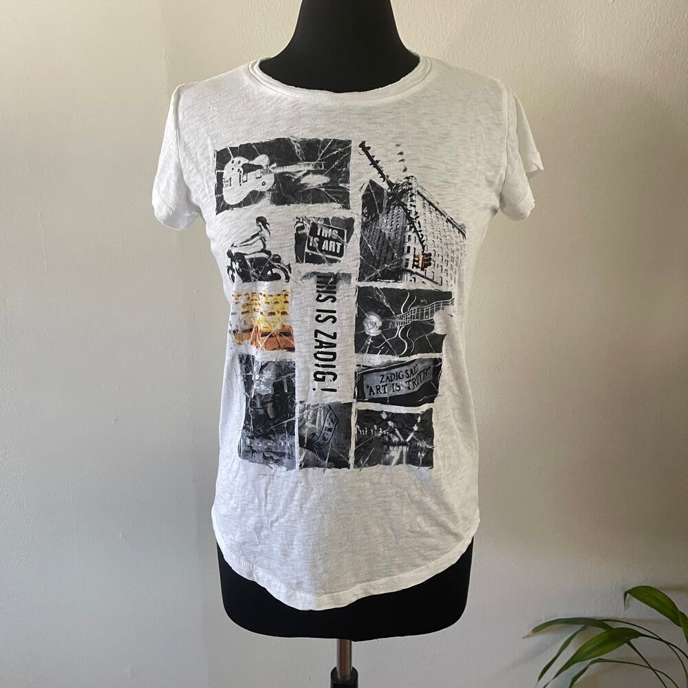 Zadig & Voltaire Graphic Tee Womens Large White Art Is Truth This Is Zadig Shirt